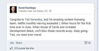 Reed Hastings FB post