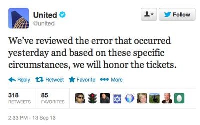 United Airlines tweet