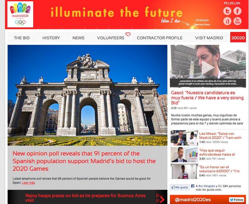 Madrid 2020 homepage