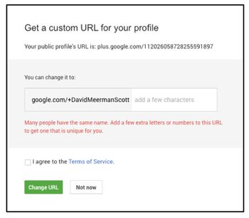 Google Plus custom URLs