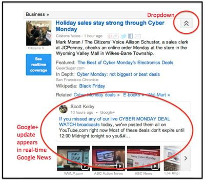 Google Plus in Google News