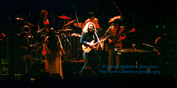 Photo of The Grateful Dead on January 17, 1979 in New Haven, CT courtesy of Jim Anderson