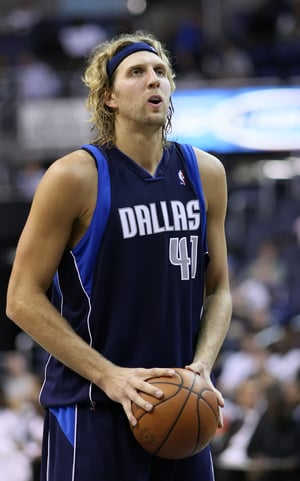 Dirk Nowitzki pictured taking a free-throw