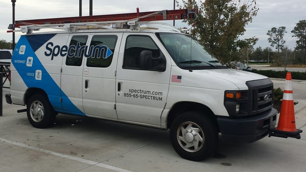 A Spectrum Internet van is pictured.