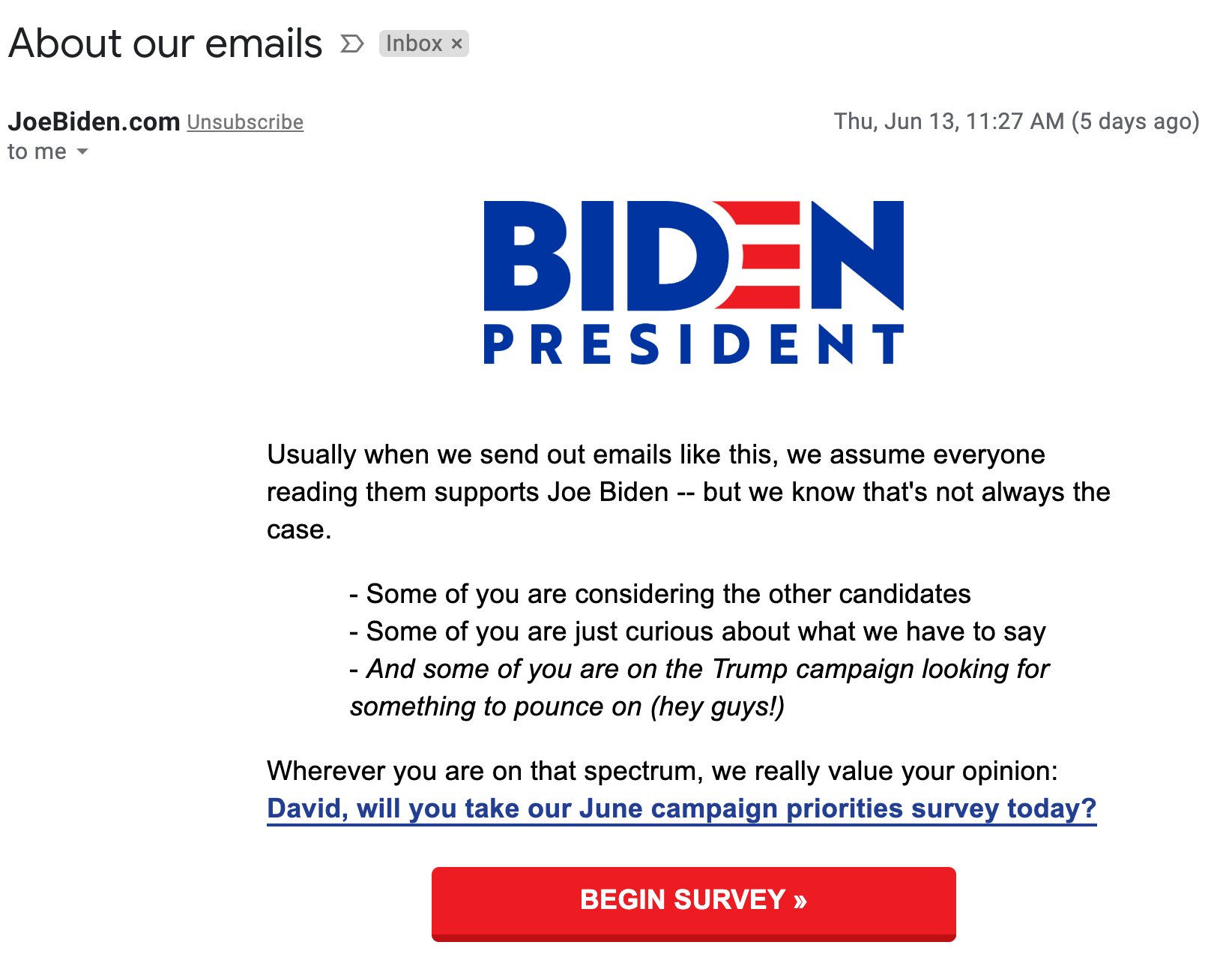 Joe Biden email