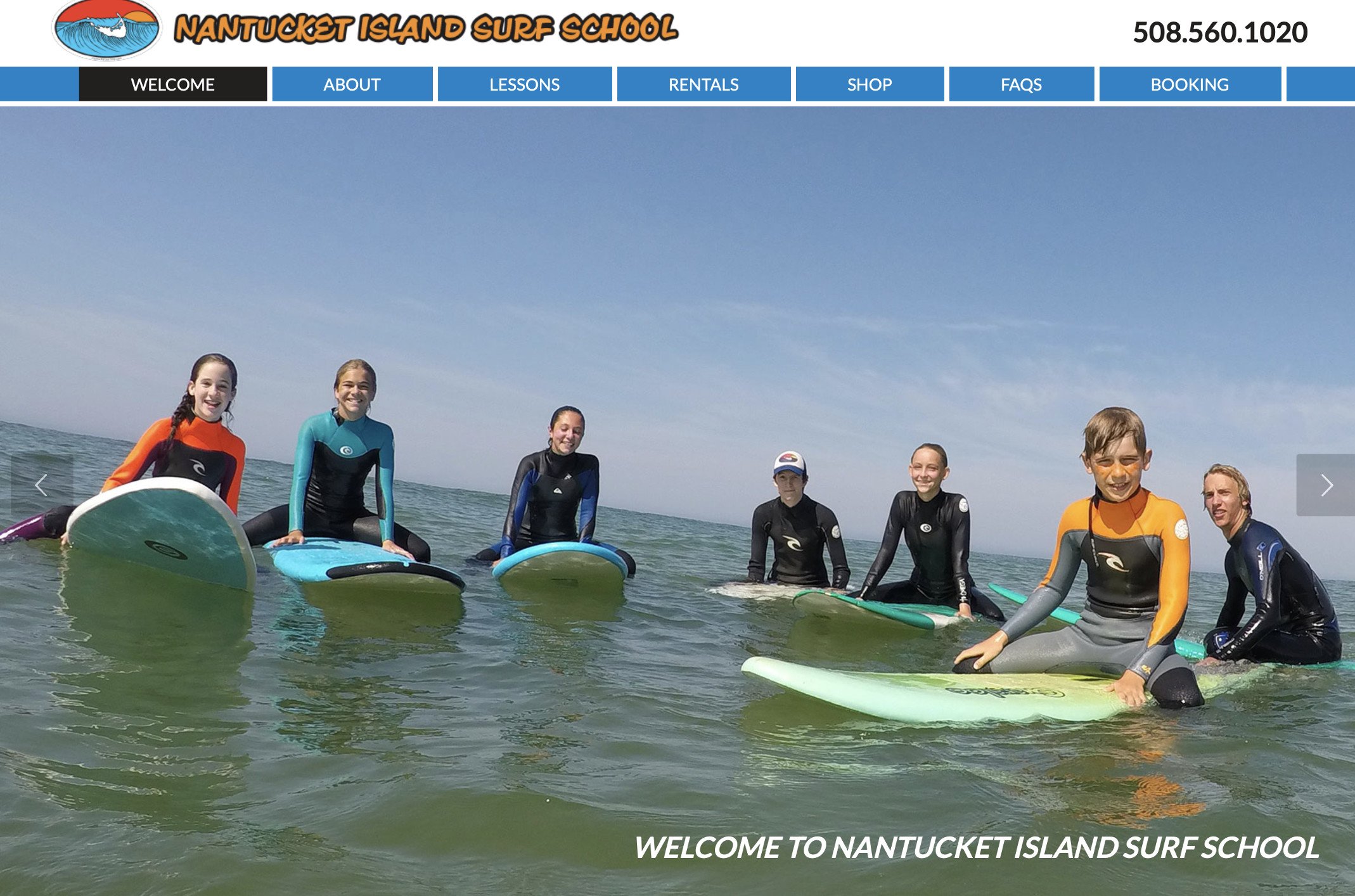 Nantucket Island Surf School home page.