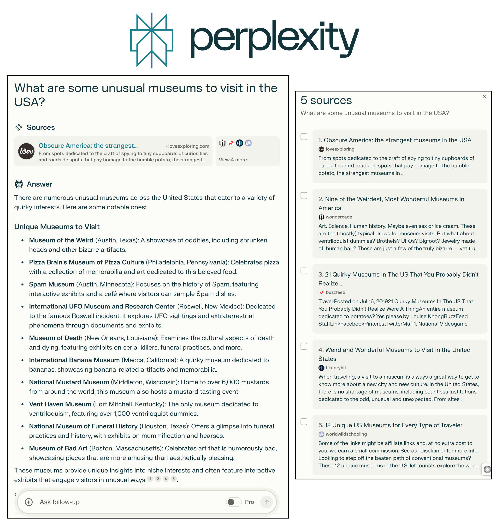 Perpexity example