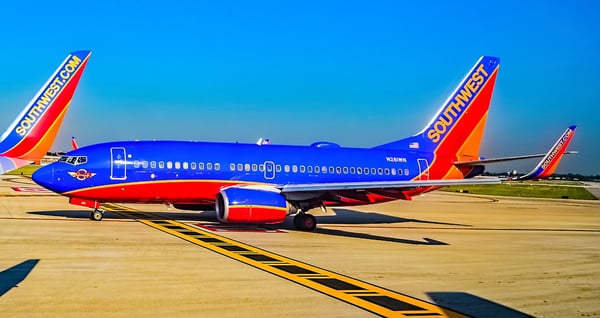 A Southwest airplane is pictured.