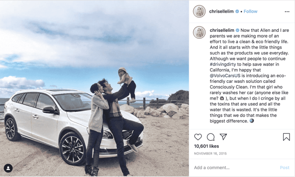 Chriselle Lim's sponsored Instagram post with Volvo