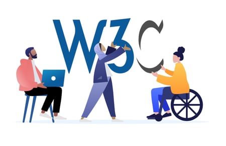 An image from the Web Accessibility Initiative illustrating people of various abilities. 