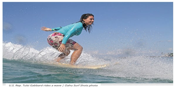 Tulsi Gabbard surfing