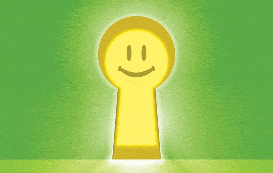 drawing of a happy face inside of an old time lock. 