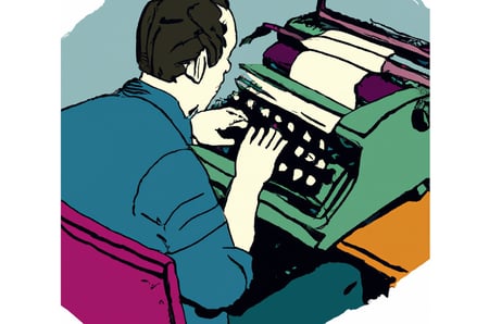 man with typewriter