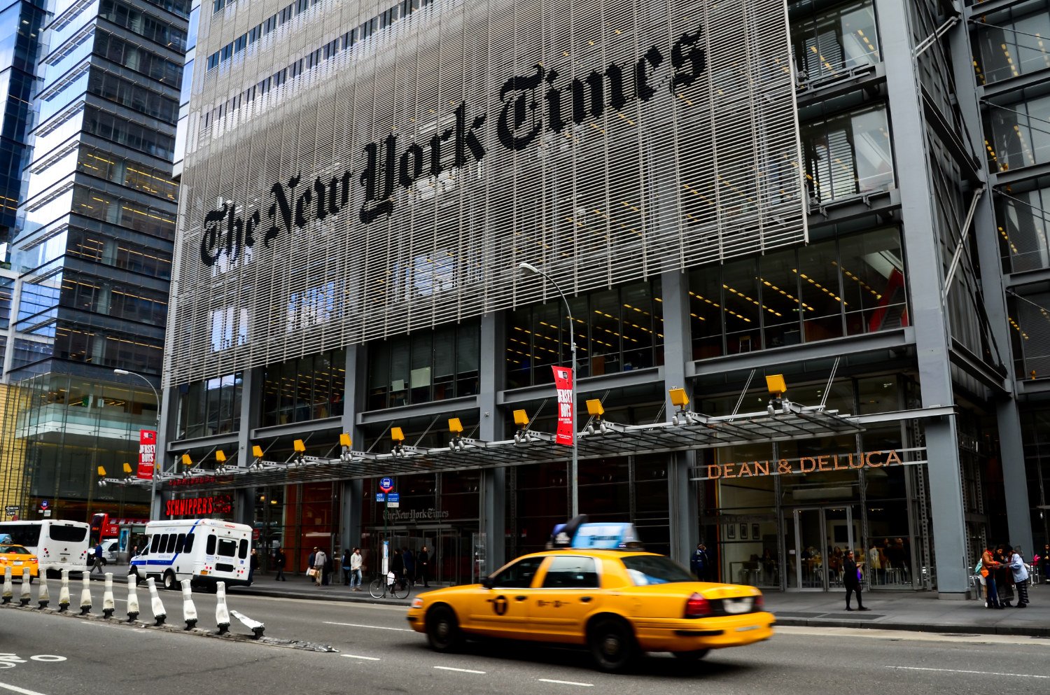Outside of The New York Times buildinging in Manhattan via Shutterstock